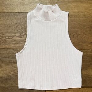 Aeropostale Sleeveless Ribbed Mock Neck Top - Pink